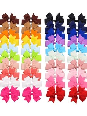 Assorted Girls Hair Bows - Multicolor Pack.40pcs.4.5inch